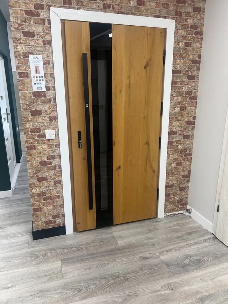 wooden front door with fingerprint access - Image 1