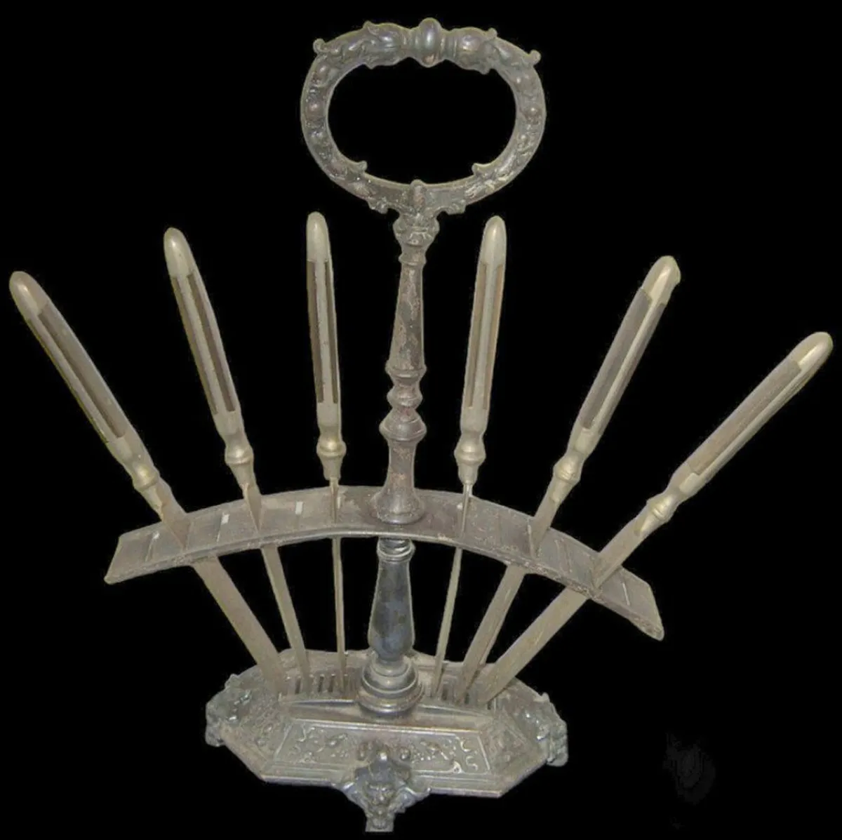 Set of 6 Vintage Fruit/Cheese Cutters with Stand - Image 4