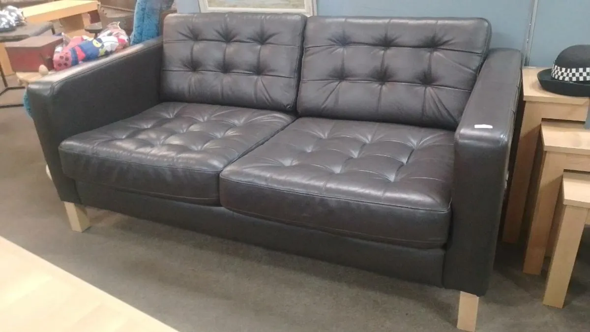 Modern Brown Leather Two Seat Sofa