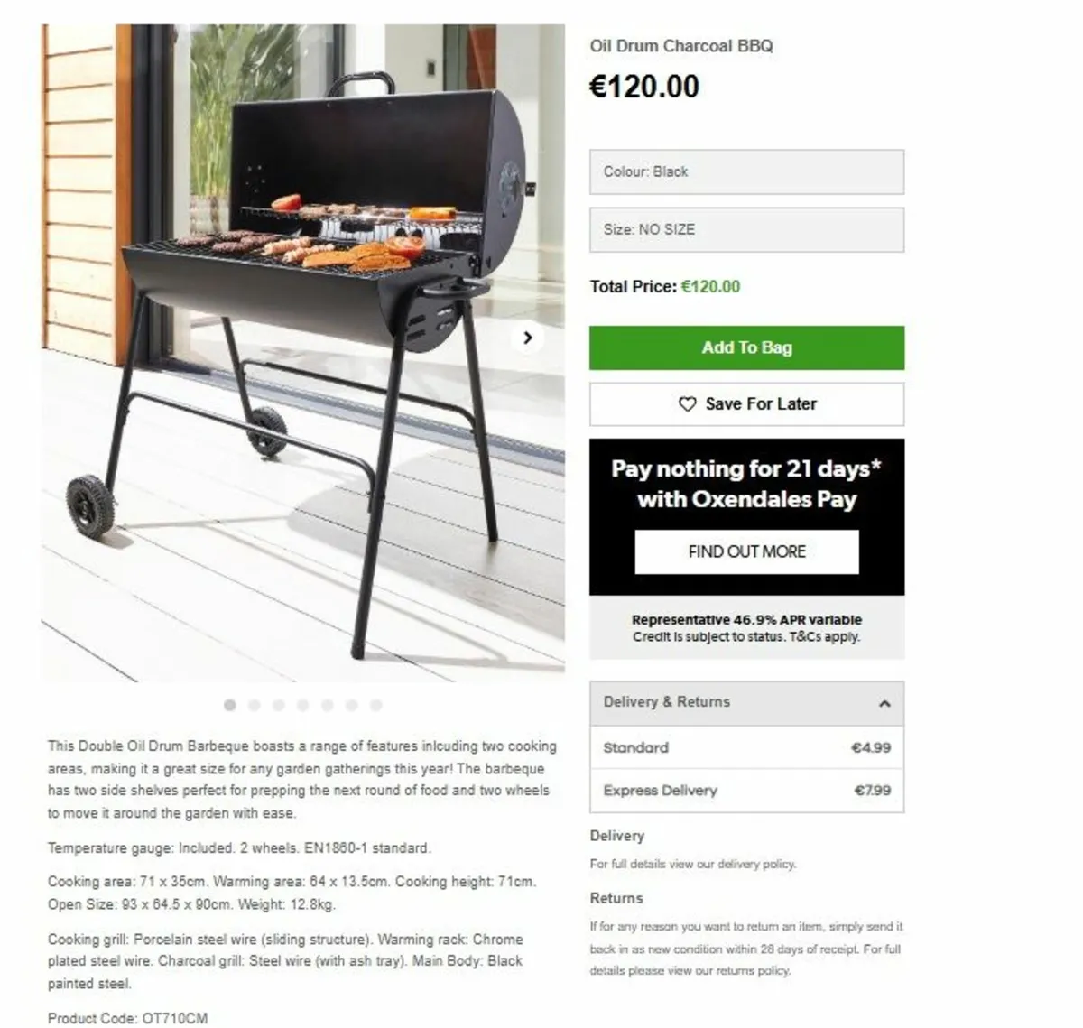 Oil Drum Charcoal BBQ Barbecue  Grill - Image 1