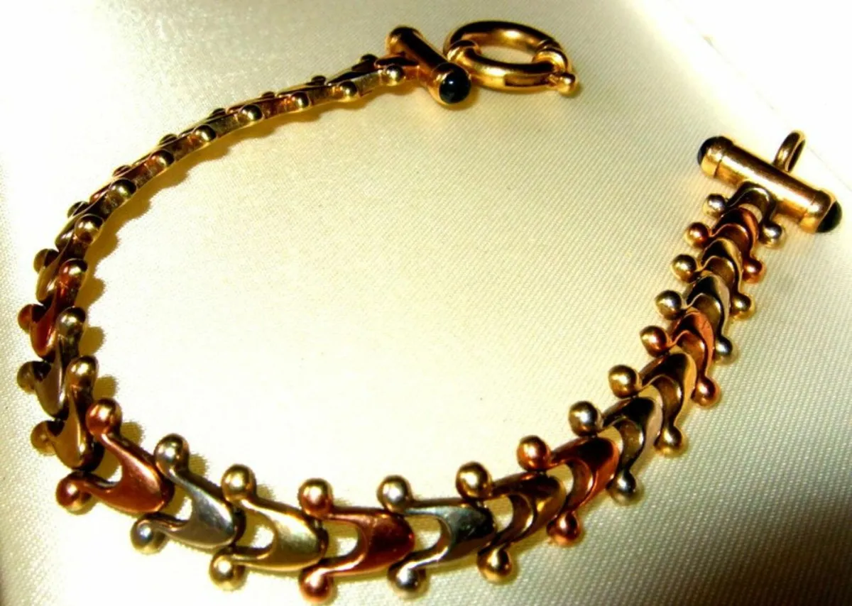 Vintage Hallmarked 9ct Gold-3 Colour Gold Bracelet - Image 4