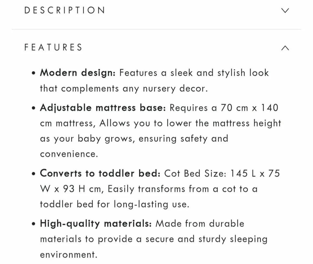 Baby Elegance Cot Bed plus accessories - Image 4