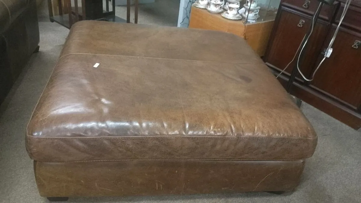 Oversized Real Leather Ottoman