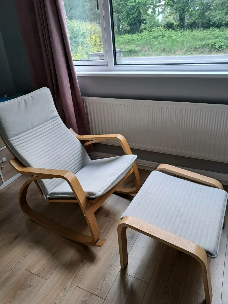 Ikea Poang Rocking Chair and Footstool - Image 1