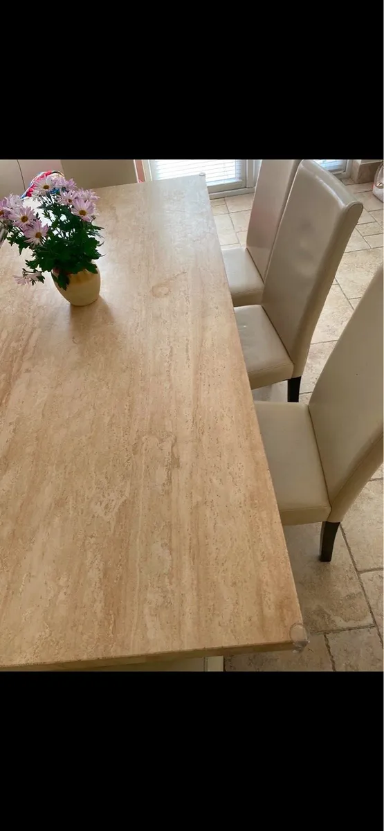 Large solid marble table & 2 chairs - Image 2