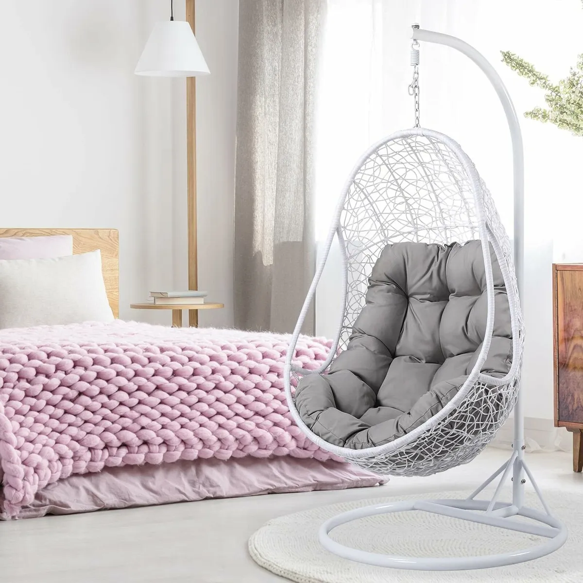 Stylish Hanging Egg Chair with Soft Cushion - Image 2