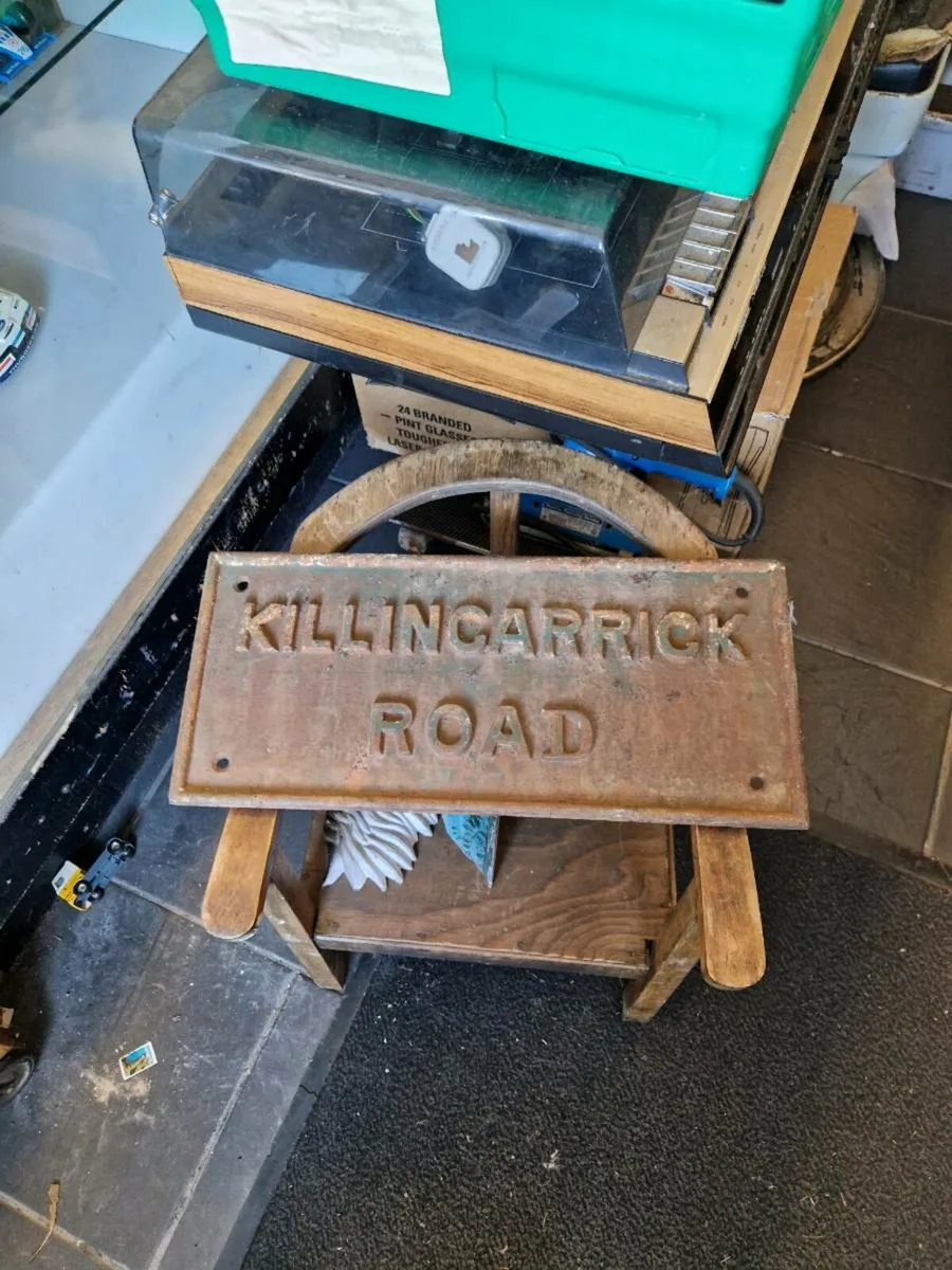 Vintage Cast Iron Road Sign Killincarrick Road - Image 1