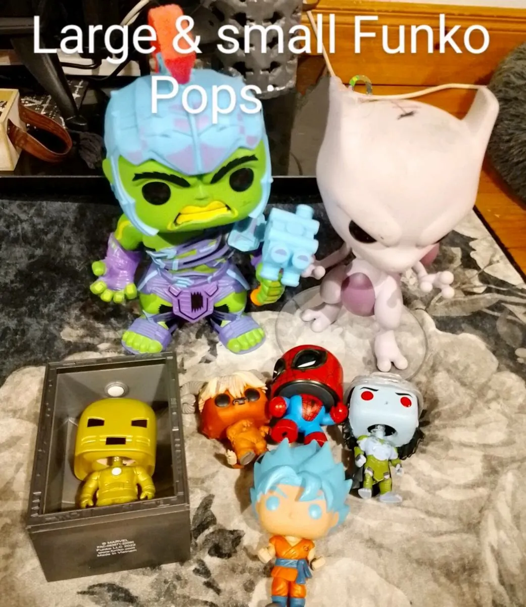 Large and small Funko pops