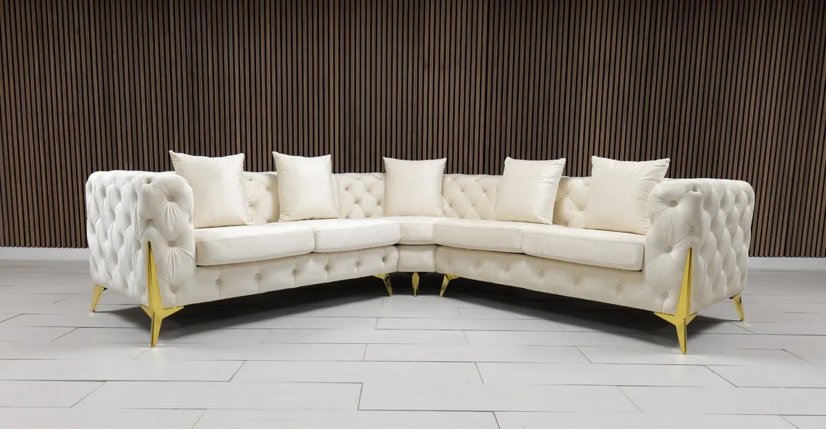 Paris Cream Chesterfield Corner Sofa - Image 2