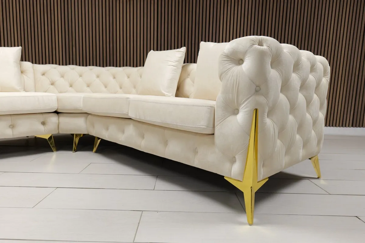 Paris Cream Chesterfield Corner Sofa - Image 3