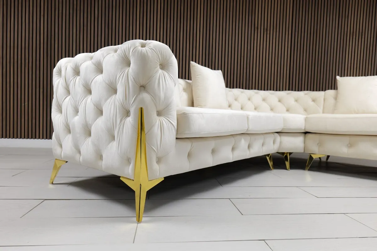 Paris Cream Chesterfield Corner Sofa - Image 4