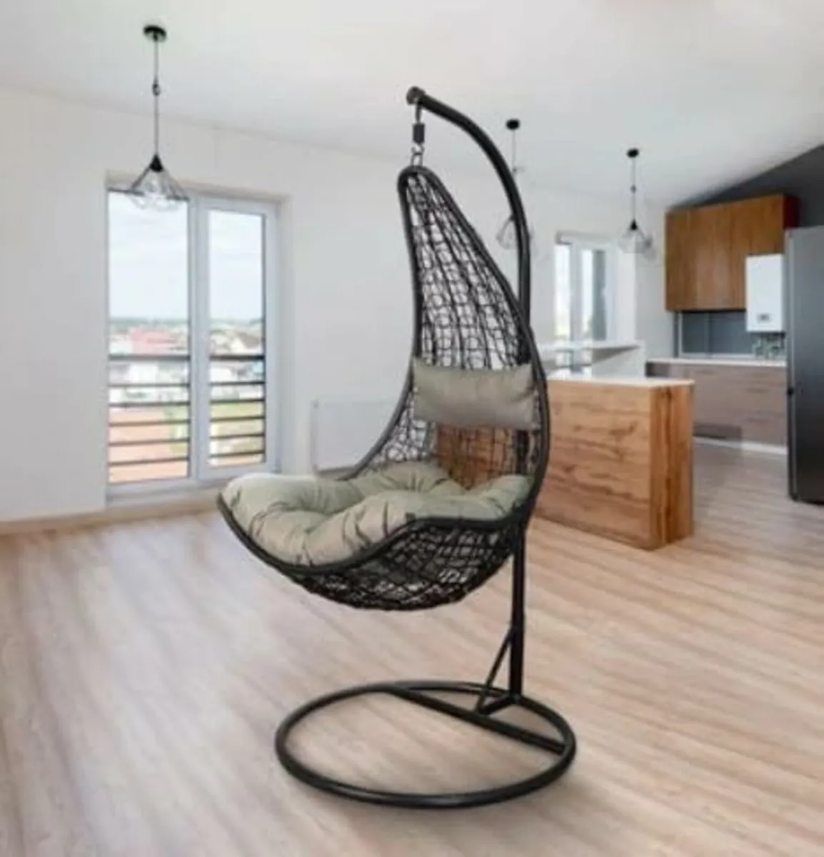 Stylish Hanging Egg Chair with Soft Cushion - Image 2