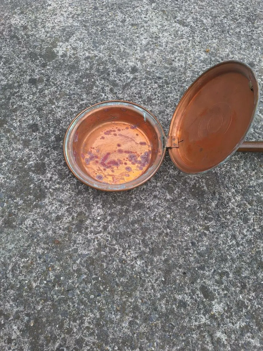 19th century copper warming pan - Image 3
