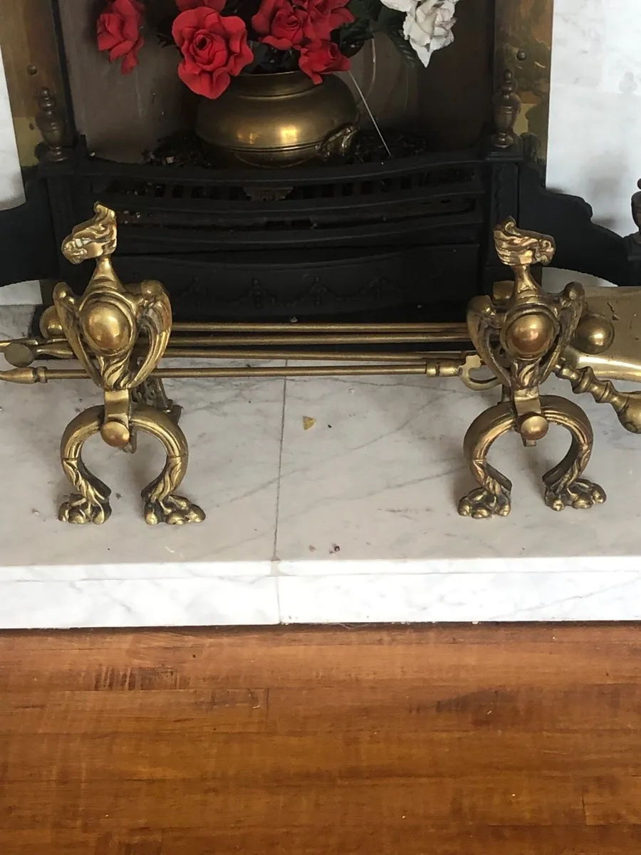Brass fireplace set