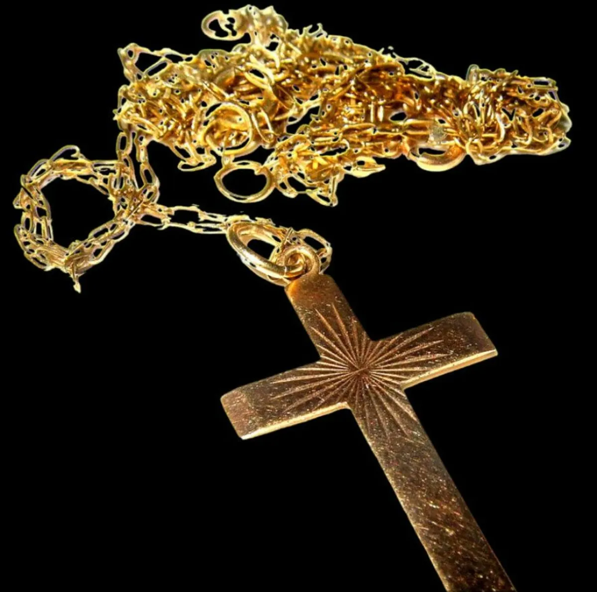 Vintage Hallmarked 9ct Cross & Chain - Image 1