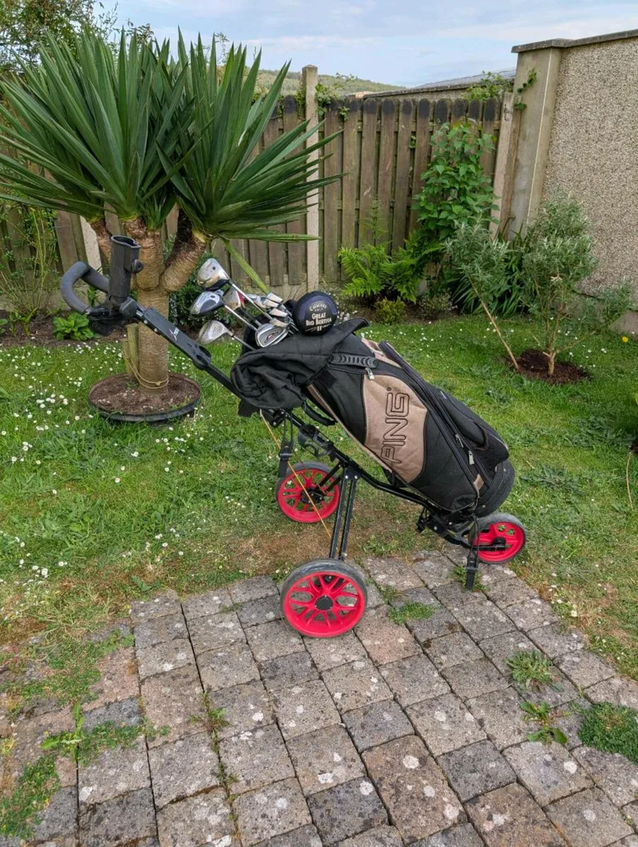 Adult Golf clubs,ping bag and big wheel trolley - Image 2