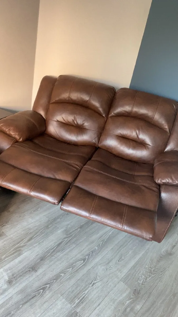 2 seater faux leather recliner couch - Image 1