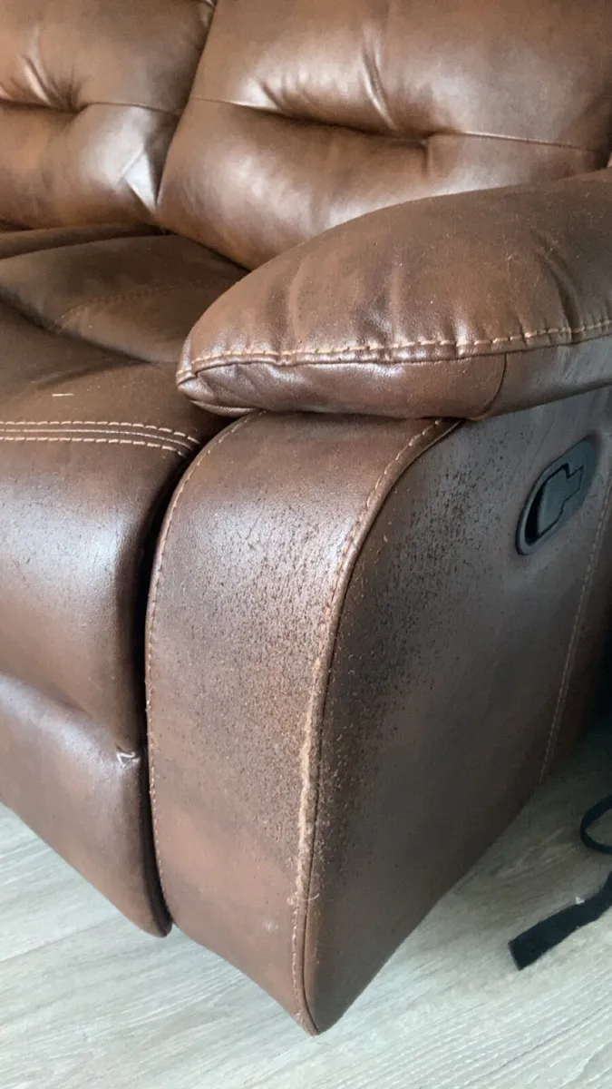 2 seater faux leather recliner couch - Image 3