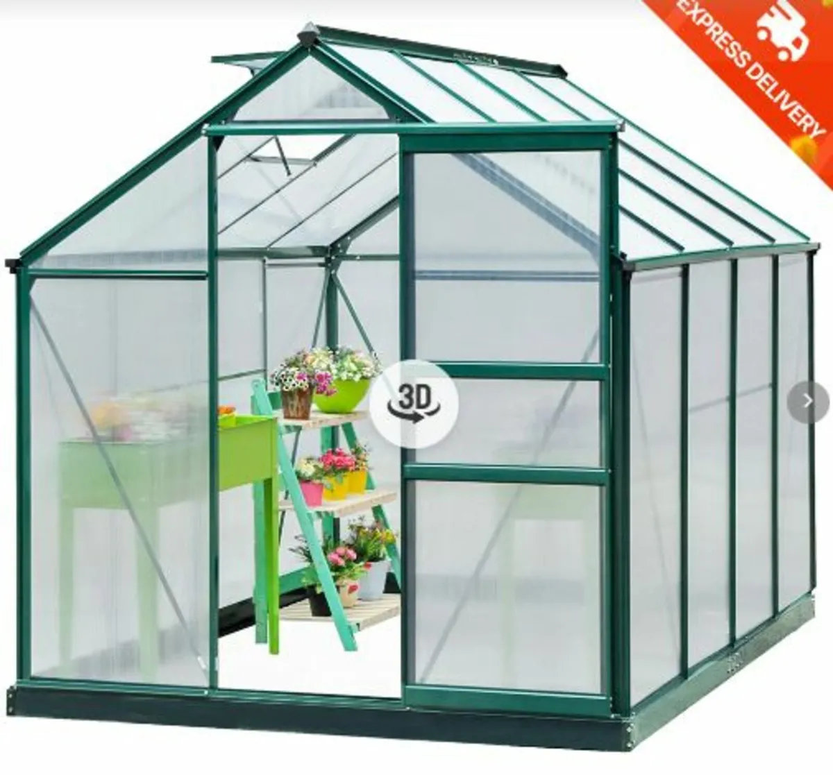 Clear Polycarbonate Greenhouse Large Walk-In Green - Image 1