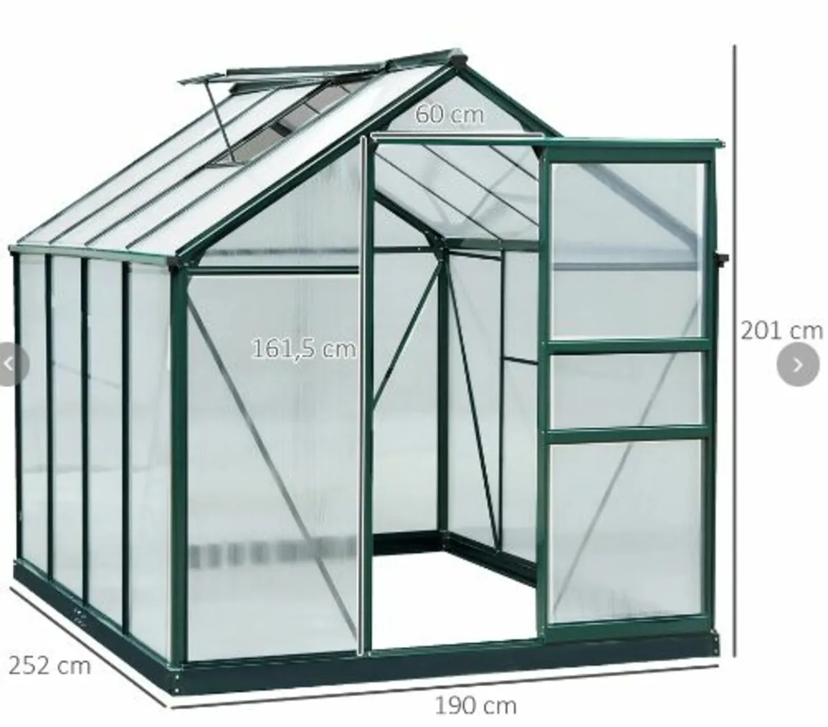 Clear Polycarbonate Greenhouse Large Walk-In Green - Image 2