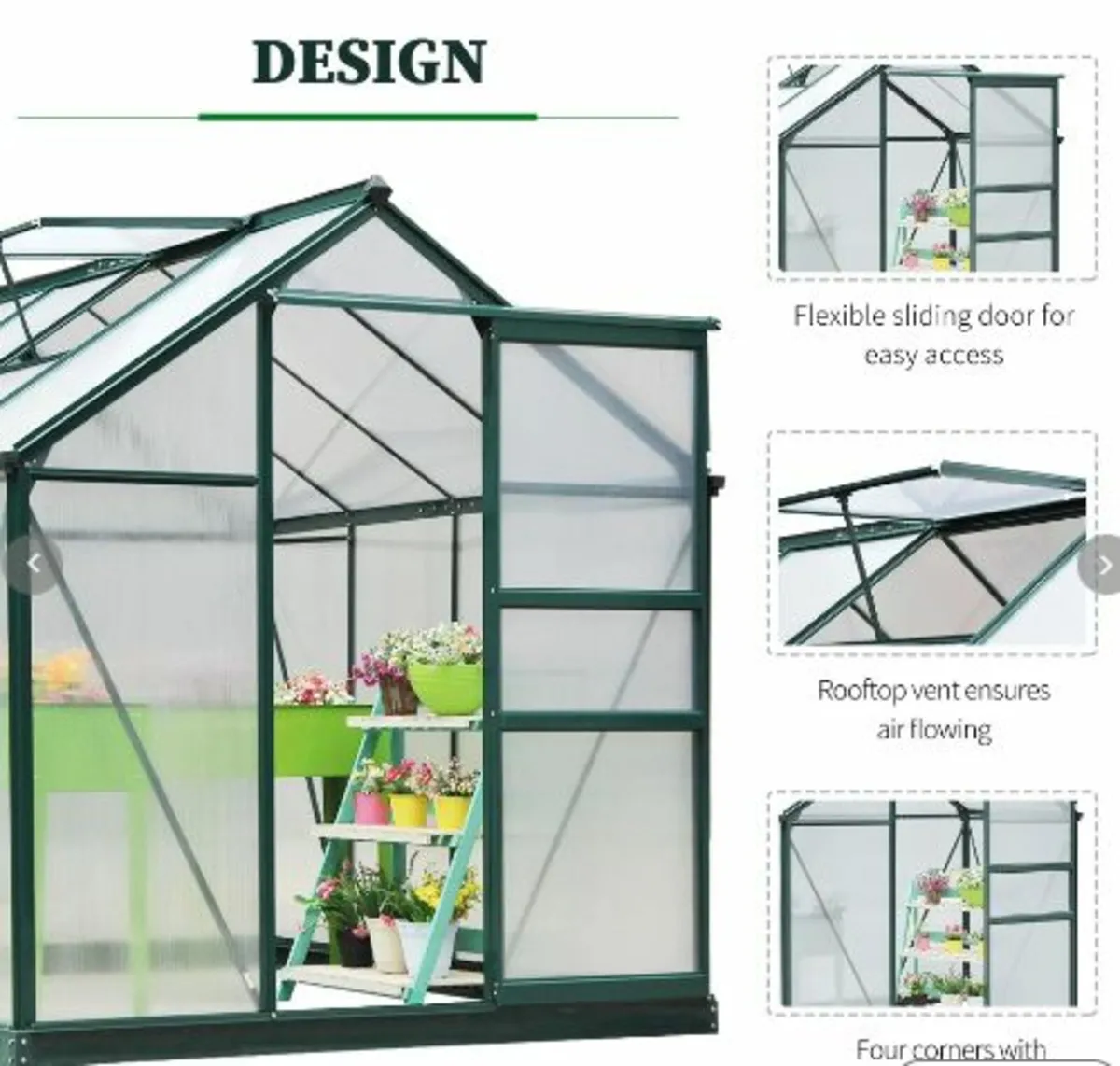 Clear Polycarbonate Greenhouse Large Walk-In Green - Image 3