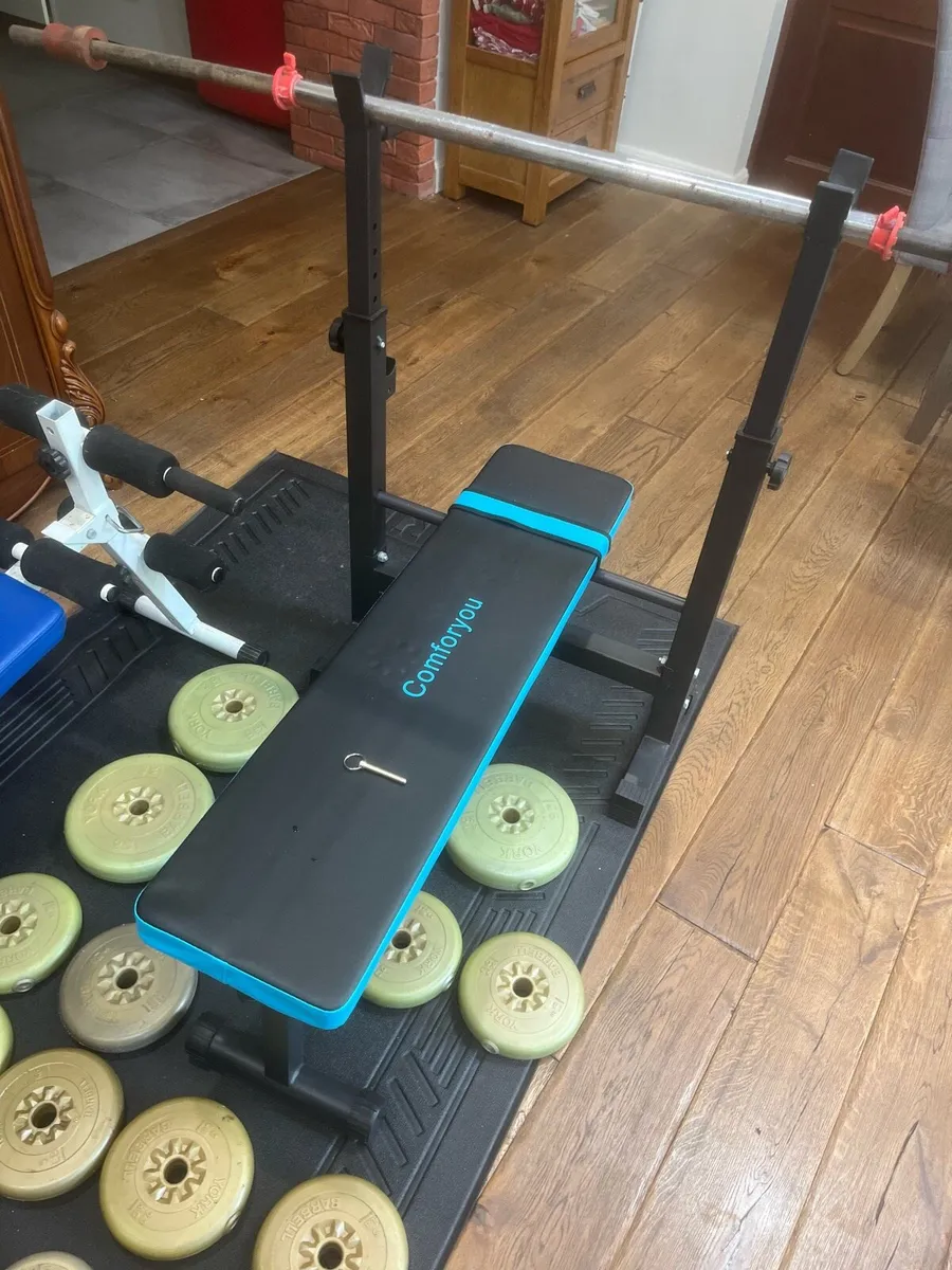 Bench barbell dumbbells and weights - Image 4