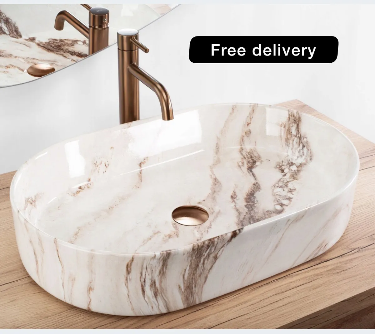 Washbasin set + tap + stopper - Image 1