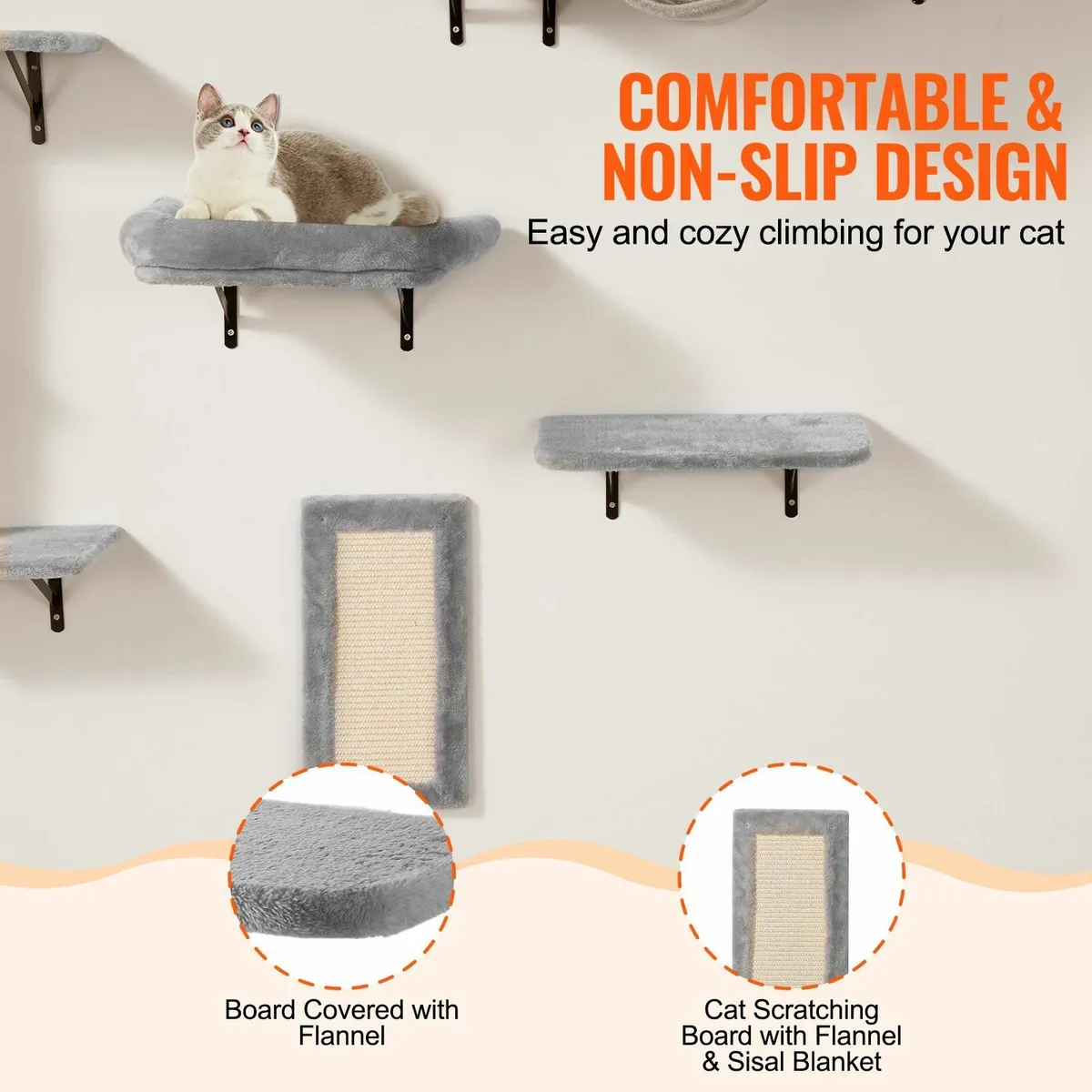 Wall Mounted Cat Shelves Tree with Jump Boards Ham - Image 2