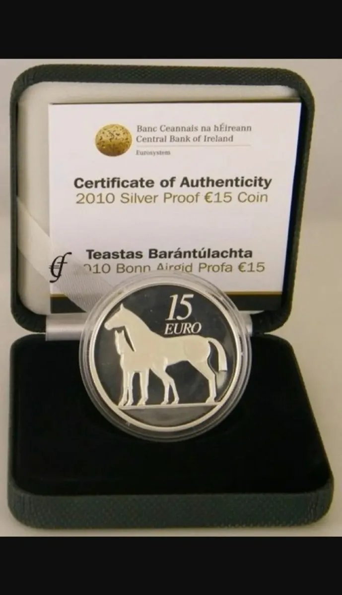 Ireland Silver Proof coin €15 2010 with COA HORSE - Image 1