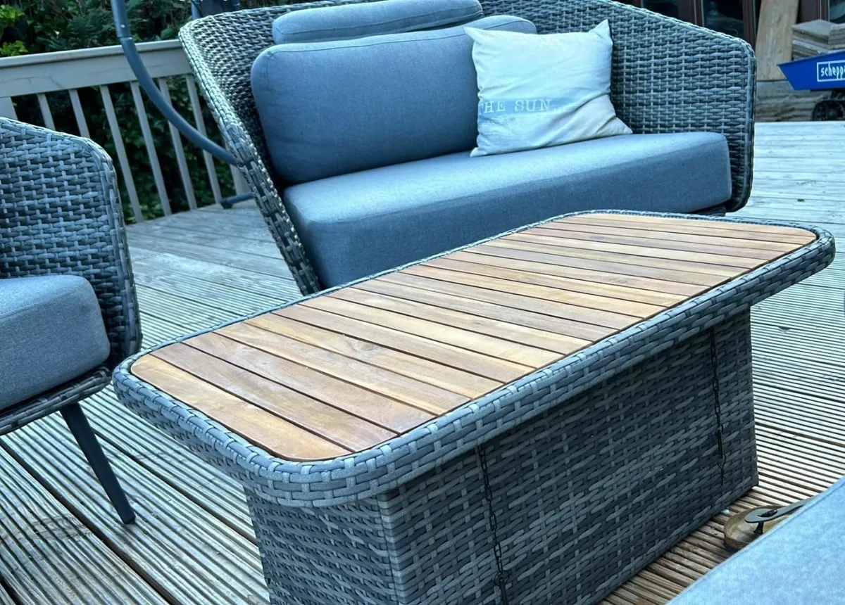Garden Table, Outdoor Table with Adjustable Table - Image 1