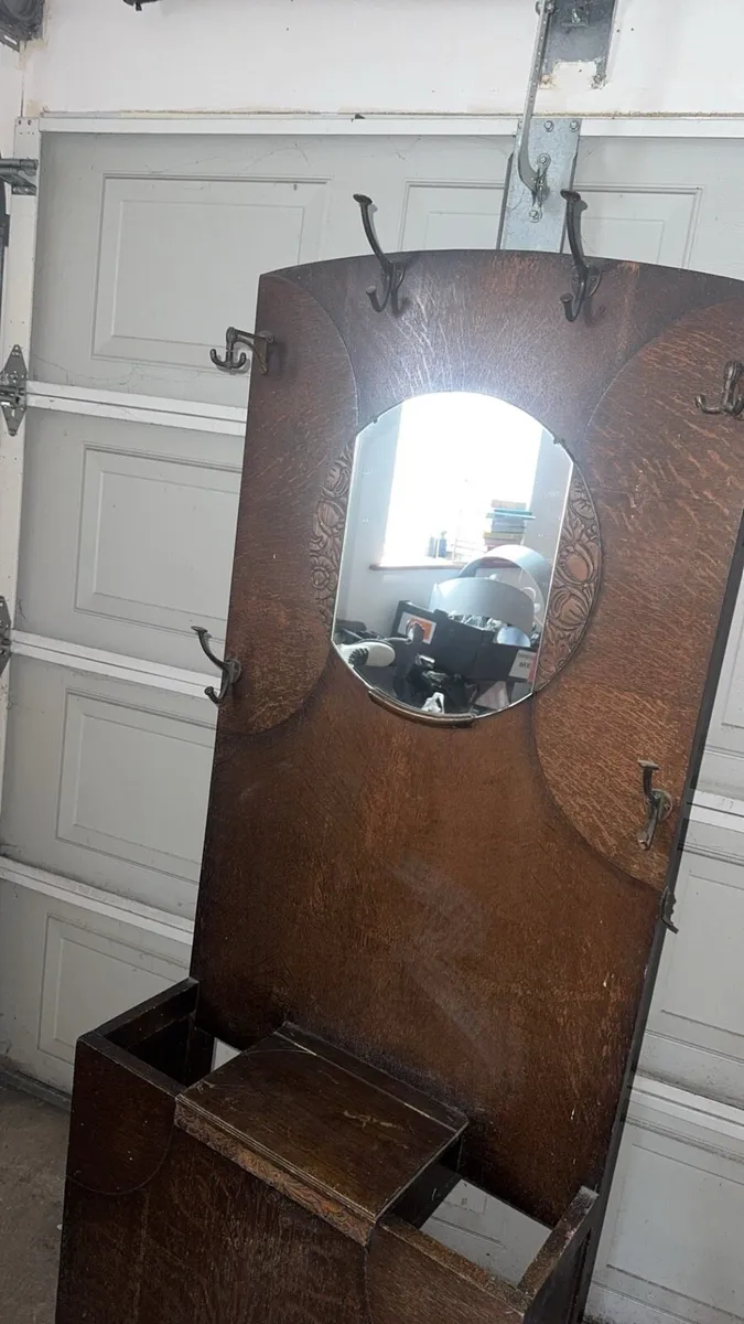 Vintage hall stand with mirror - Image 2