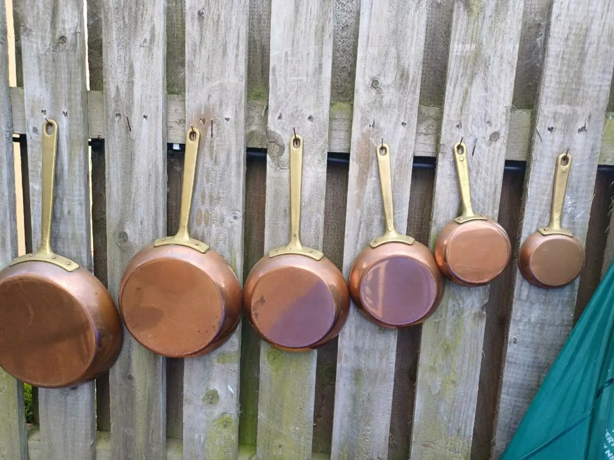Antique Copper Pans Set - Image 1