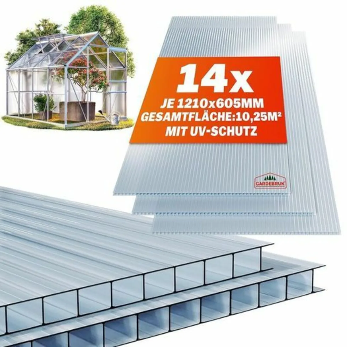 14 x Polycarbonate UV-Resistant, Transparent, Doub - Image 1
