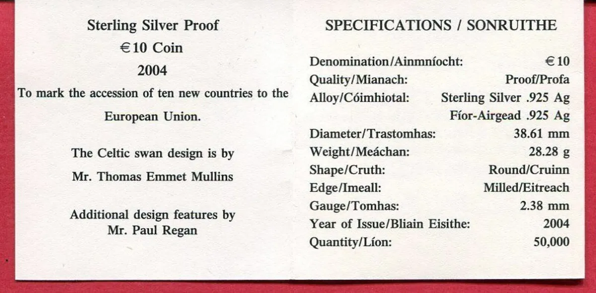 2004 Ireland Republic 10 Euro Celtic Swan - Image 2