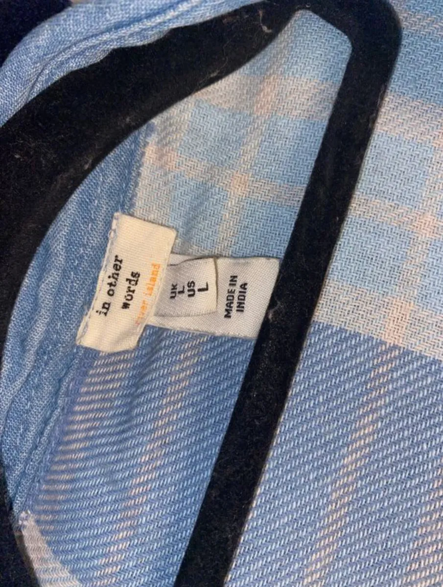 Blue Check Embellished Longline Shirt - Image 3