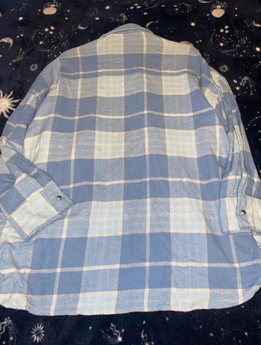 Blue Check Embellished Longline Shirt - Image 4