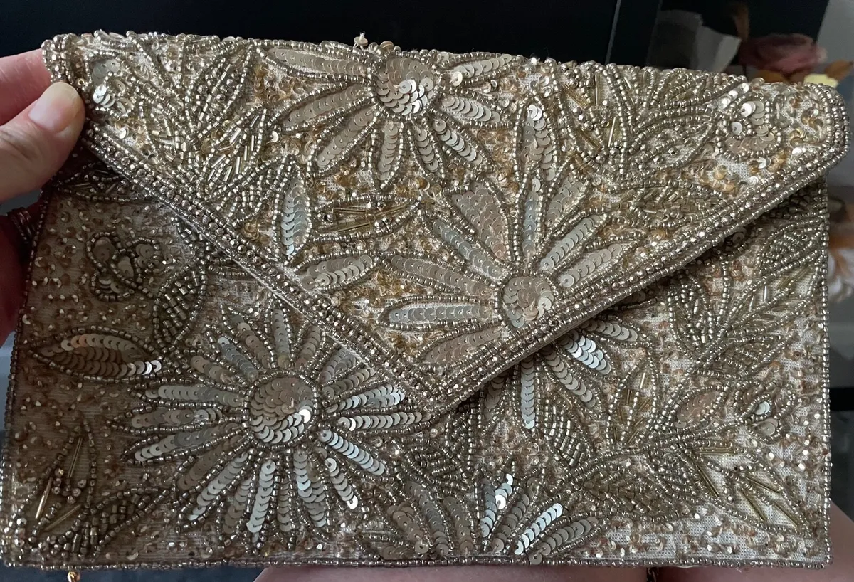 Gold Clutch handbag - Image 3