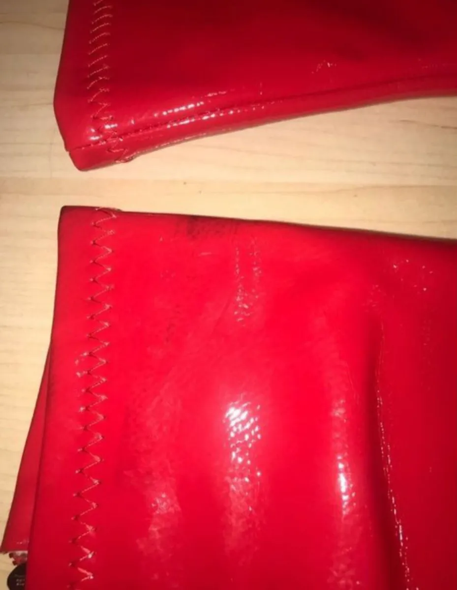 Patent Red Fur Lined Over The Knee Boots - Image 3