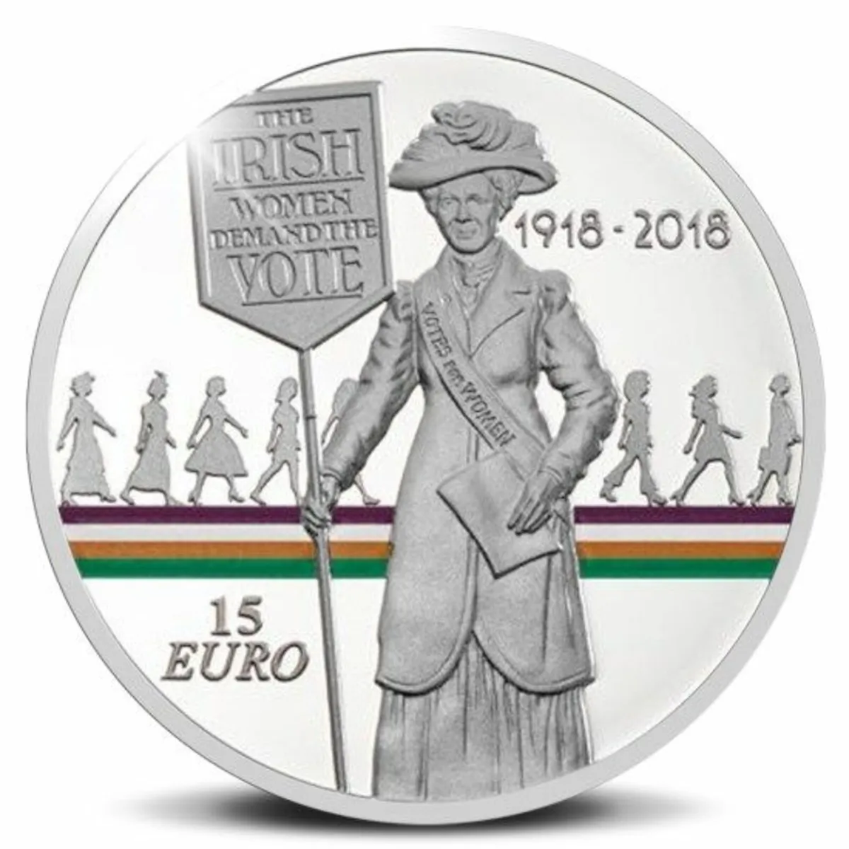 Women's Right to Vote €15 Silver Proof coin 2018 - Image 1
