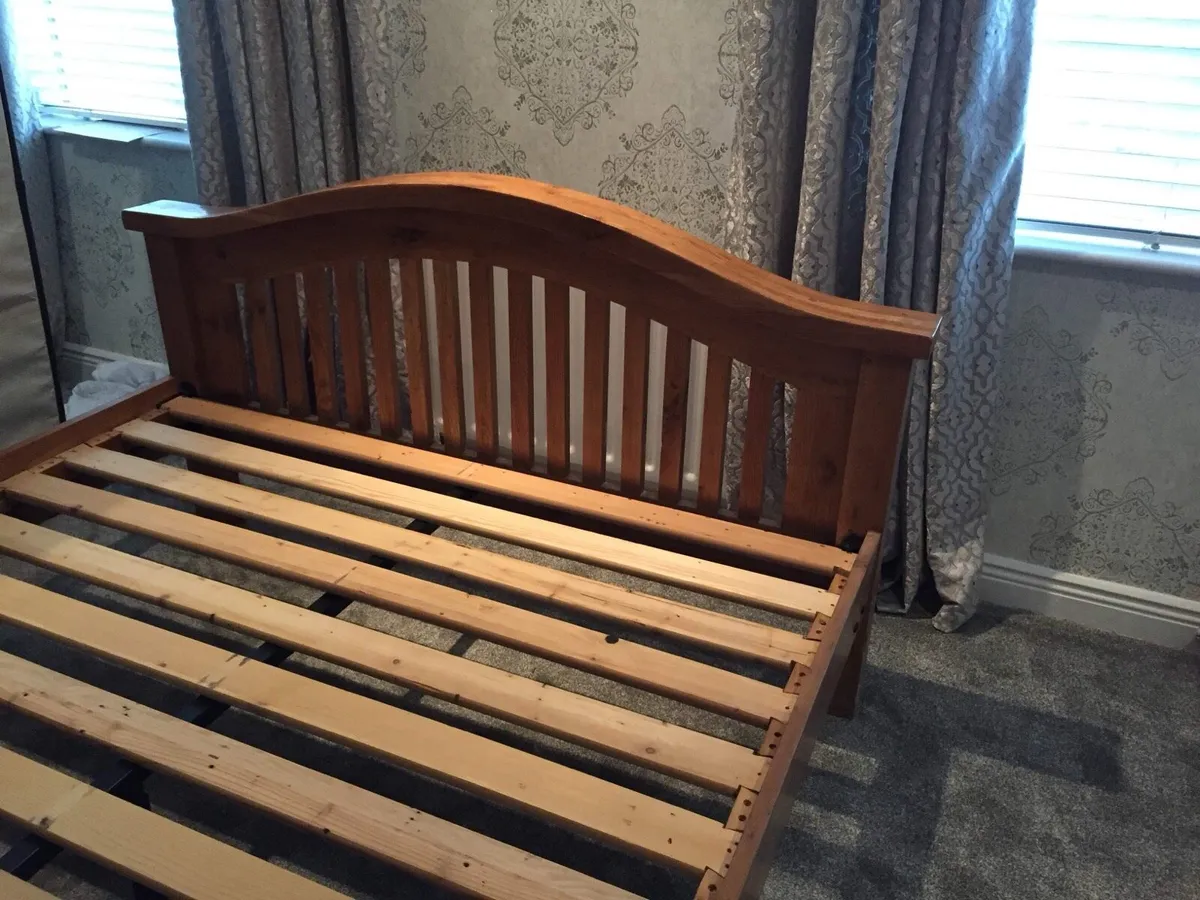 King size bed frame solid oak - Image 1