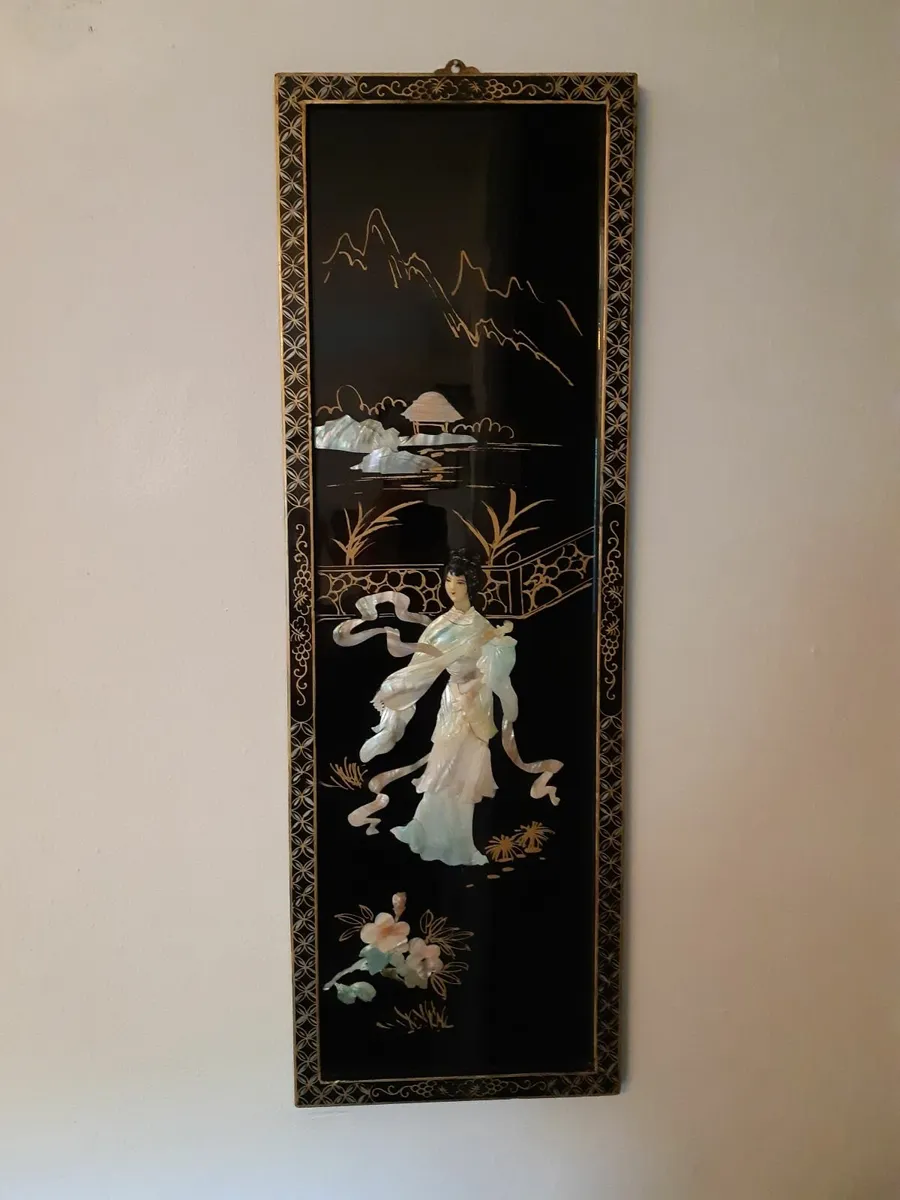 Rare 1950's Vintage Chinoiserie Asian Wall Art. - Image 1