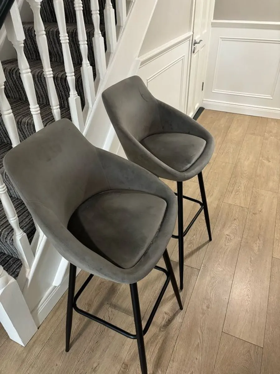 High Stool set of 2 Grey - Image 2