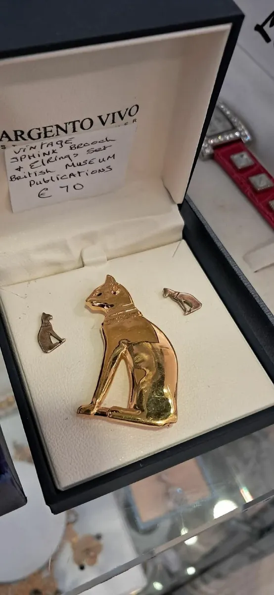 Vintage Sphinx Brooch and Earrings - Image 1
