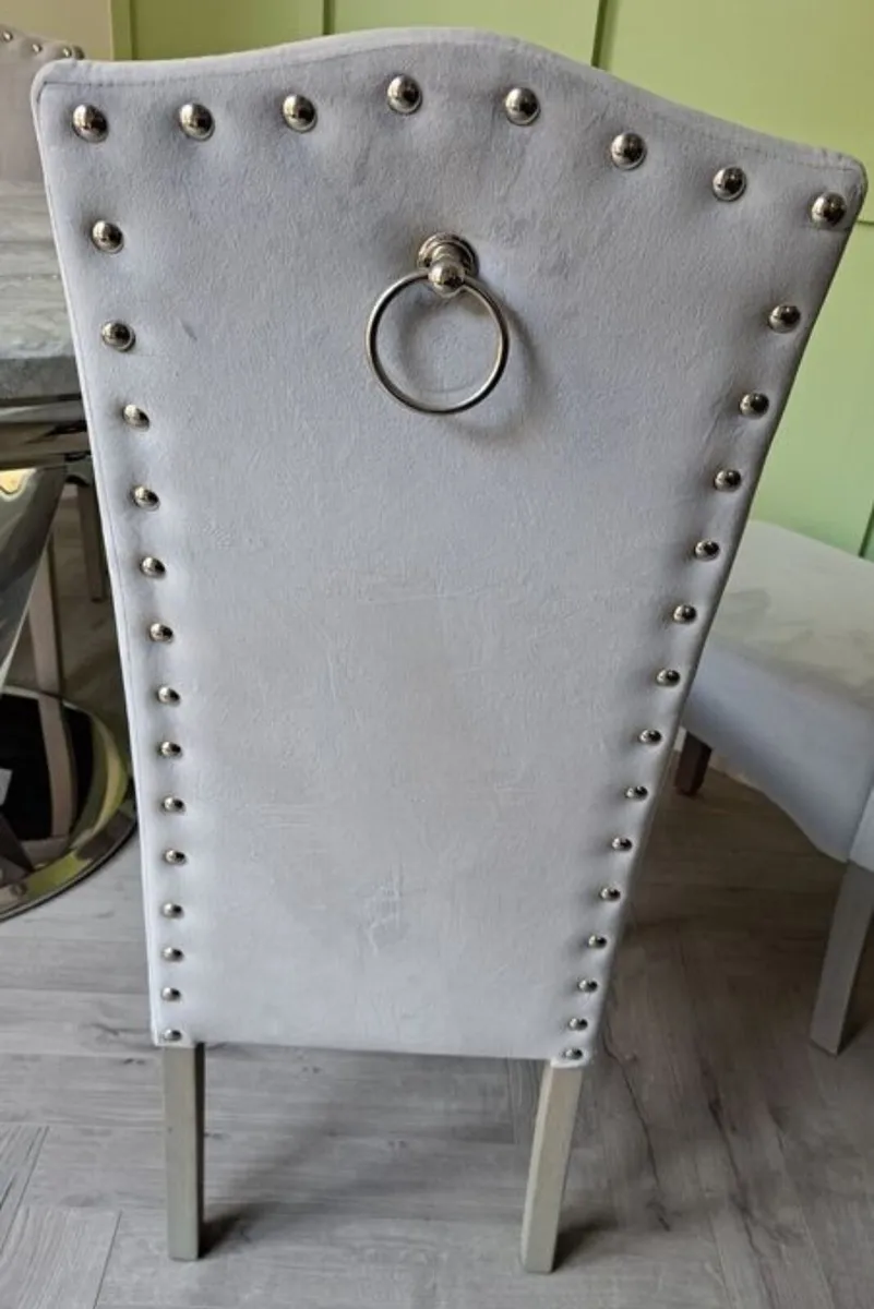 Stud + Knockerback Grey Dining Chairs x4 - Image 1