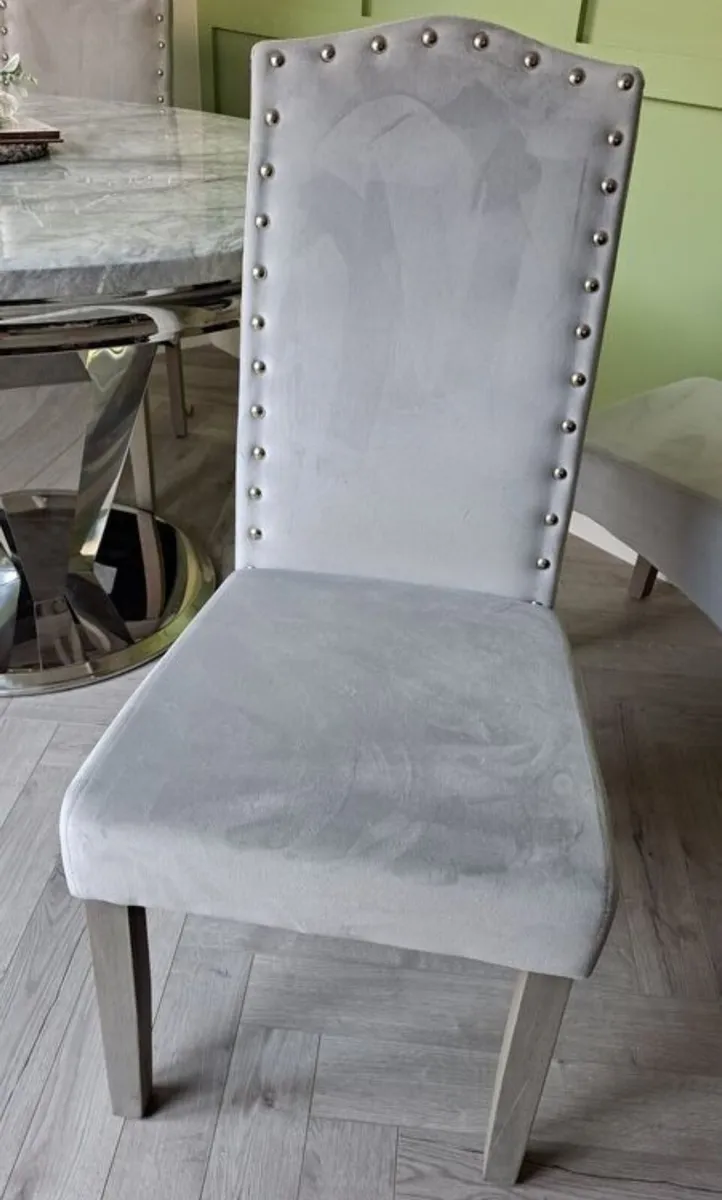 Stud + Knockerback Grey Dining Chairs x4 - Image 2