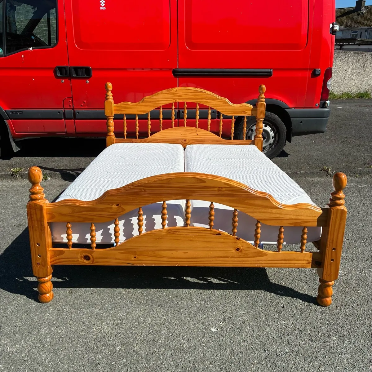 5ft Solid Pine Bed Frame & Mattress - Image 1