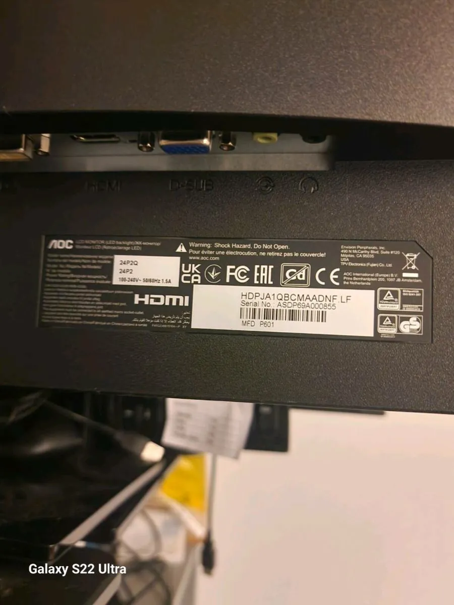 PC monitor 21" x 10  80 euros each ono - Image 2