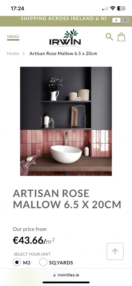 3.5m2 Artisan Rose Mallow Tile - Image 2