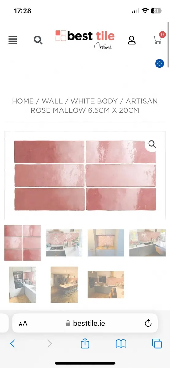 3.5m2 Artisan Rose Mallow Tile - Image 4