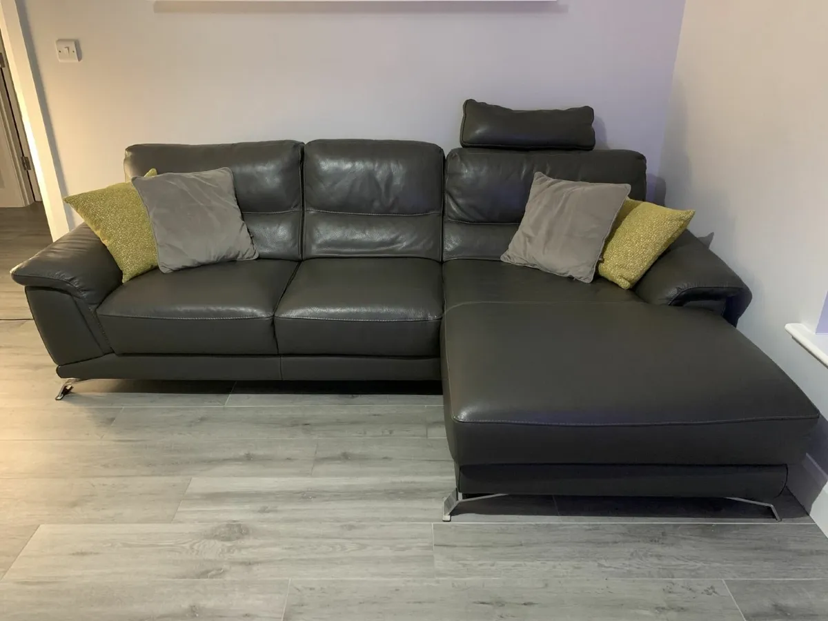 Italian Leather Corner Sofa - Image 1